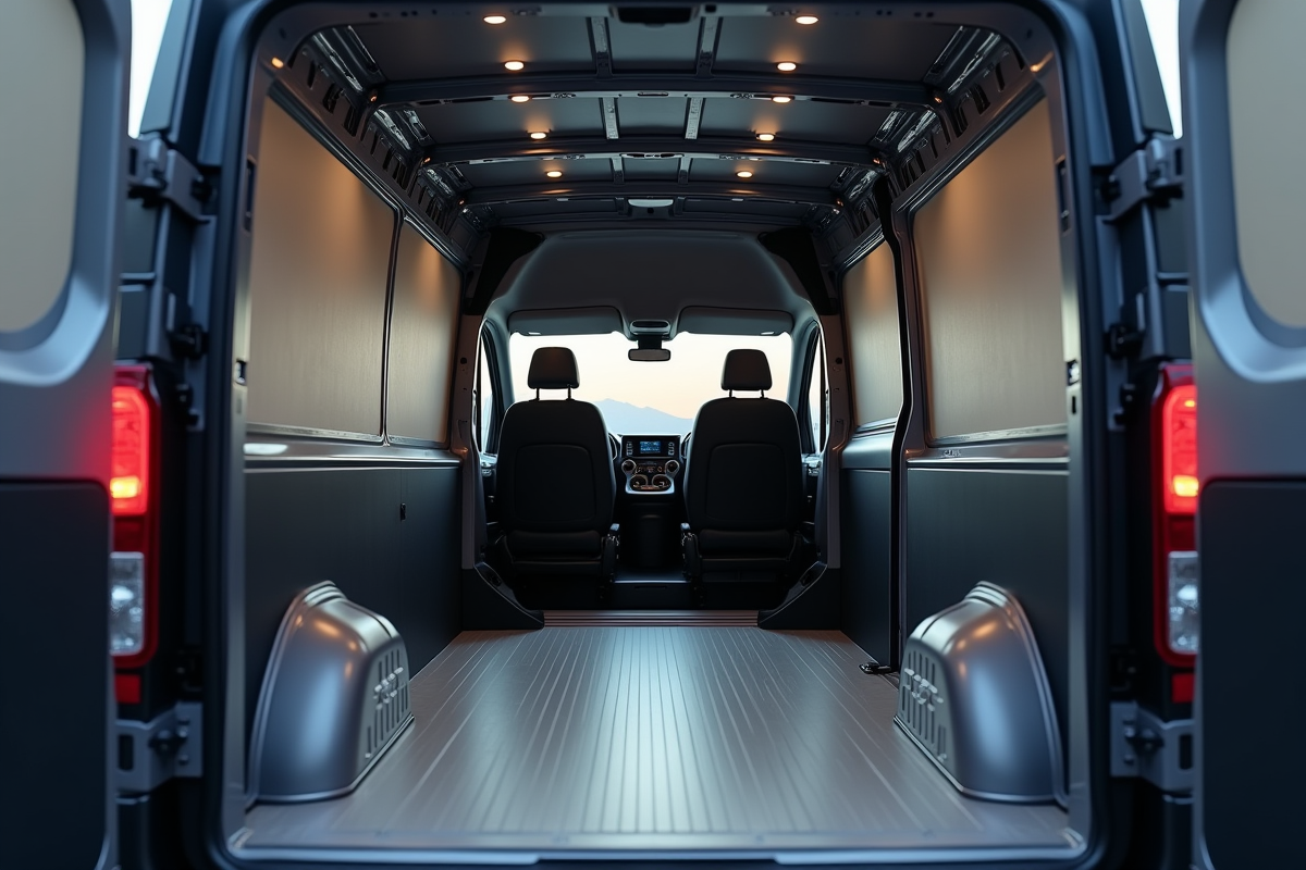 Intérieur spacieux du Peugeot Expert vue de l'arrière