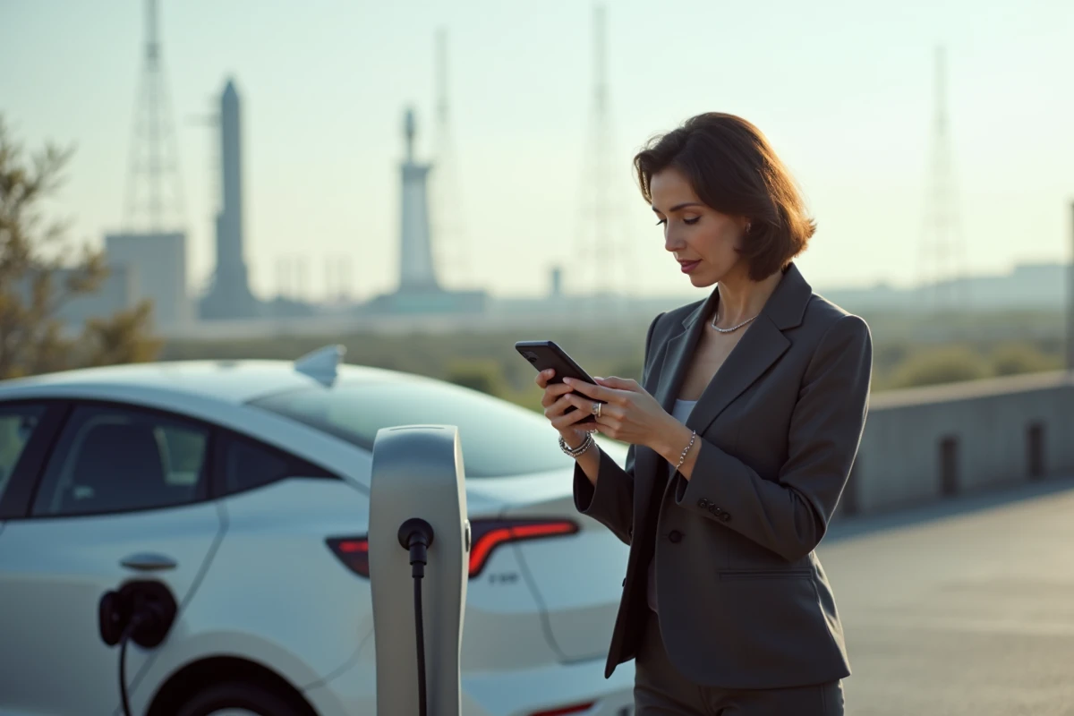 Femme vérifiant son smartphone près d
