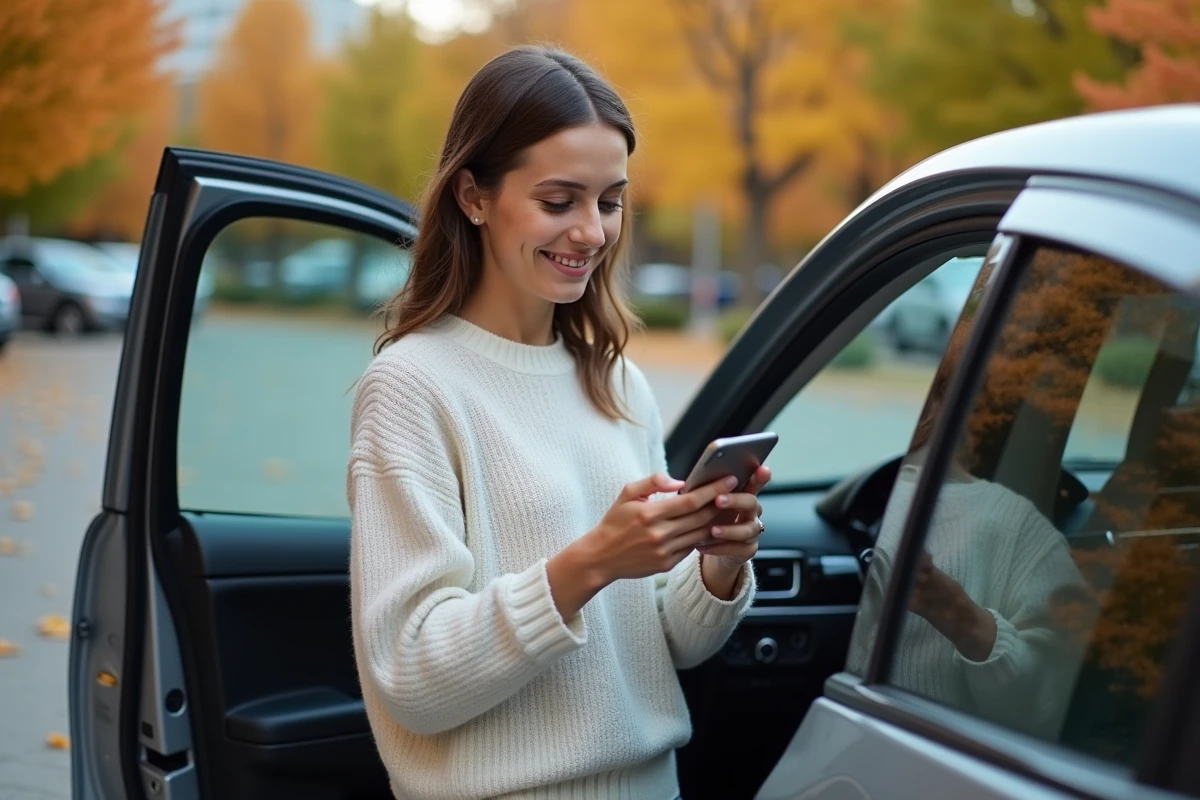 Femme utilisant son smartphone près d