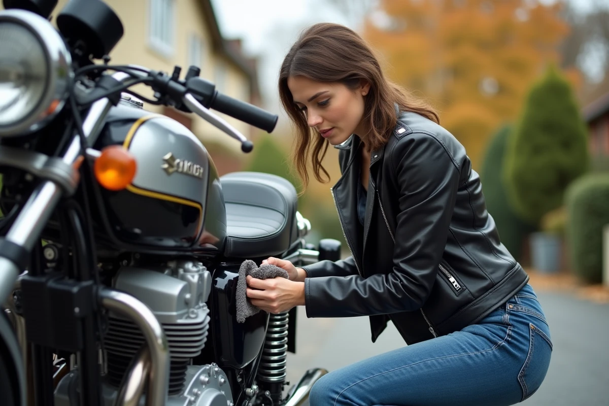Femme inspecte le moteur d