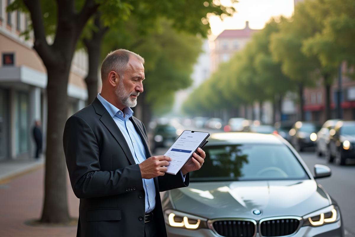 Homme vérifiant son inscription pour une formation routière