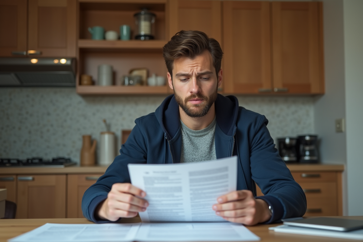 Jeune homme lit une police d