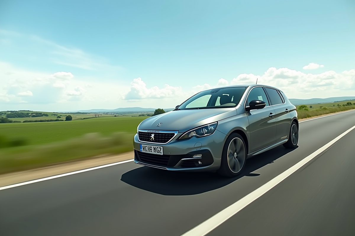 Peugeot 308 GTI automatique en campagne en mouvement