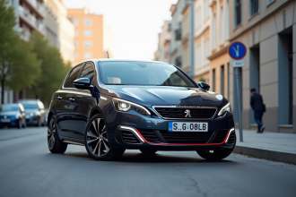 Peugeot 308 GTI automatique en ville avec design sportif