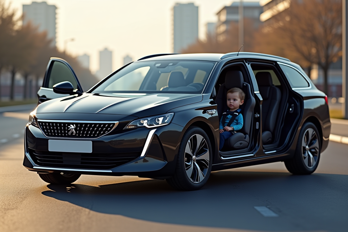 Intérieur de la Peugeot 508 SW avec siège enfant