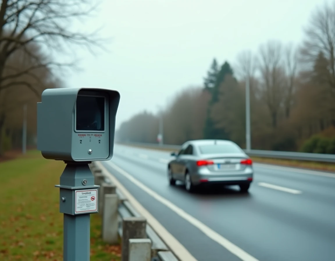 Radar de contrôle de vitesse installé en bord de route suburbaine pour la surveillance routière
